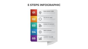 5 lista av steg, rad layout diagram med siffra sekvens, infographic element mall vektor