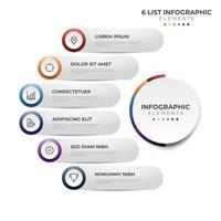 6 poäng av steg, cirkulär lista diagram , infographic element layout mall vektor med ikoner