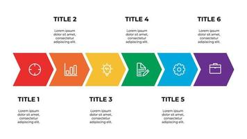 infographic mall element med sex poäng av titel och ikoner, kan vara Begagnade för arbetsflöde, tidslinje, bearbeta, information, presentation glida, etc. vektor