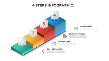4 Treppenstufen Infografik-Element-Vorlagenvektor, Layout-Design für Präsentation, Diagramm usw vektor
