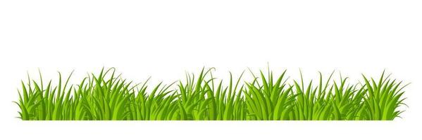 grön gräs gräns platt stil design. tecknad serie sommar grön gräs natur landskap fält. vektor illustration