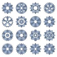 Zahnräder gesetzt. Zahnräder aus Metall. Symbolsatz für die Zahnradeinstellung. Symbole für Maschinengetriebe. Industrielle Ikonen. Vektor-Illustration vektor