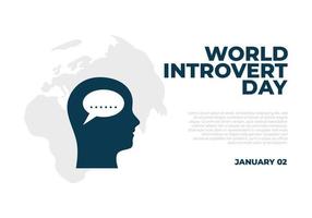 värld introvert dag bakgrund berömd på januari 2:a. vektor