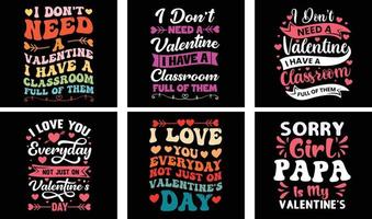 Valentinstag-T-Shirt-Designpaket. Valentinstag Vektorgrafiken. Valentinstag-Typografie-T-Shirt-Design vektor