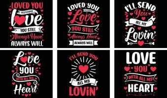 hjärtans dag t-shirt design bunt. hjärtans dag vektor grafik. hjärtans dag typografi t skjorta design
