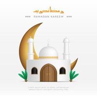 minimal ramadan kareem illustration med moské och halvmåne vektor