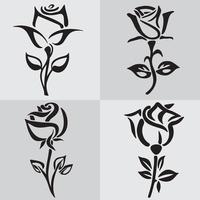 svart reste sig blomma tatuering logotyp vektor