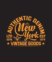 authentisches Denim-New-York-T-Shirt vektor