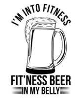 Ich stehe auf Fitness-Fitness-Bier in meinem Bauch-T-Shirt vektor