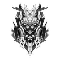 Stierkopf-Roboter-Maskottchen. Esport-Logo-Design Stier-Illustration Stammes-Cartoon-Konzept-Vektor. geeignet für Logo, Tapete, Banner, Hintergrund, Karte, Buchillustration, T-Shirt-Design, Aufkleber, Cover vektor