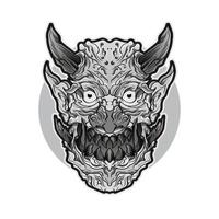 arg monster huvud vektor design av japansk demon på i mask monster illustration