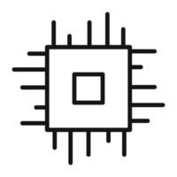 CPU-Chip-Liniensymbol isoliert auf weißem Hintergrund. schwarzes, flaches, dünnes Symbol im modernen Umrissstil. Lineares Symbol und bearbeitbarer Strich. einfache und pixelgenaue strichvektorillustration. vektor