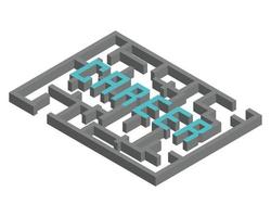 isometrisches labyrinthkonzept, um den richtigen karriereweg zu finden vektor