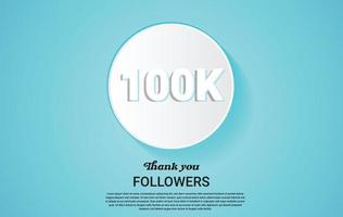 100.000 Follower Vektorgrafiken mit weißem Knopf auf himmelblauem Hintergrund vektor