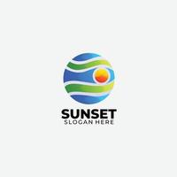 Sonnenuntergang Logo Design bunte Symbolvorlage vektor