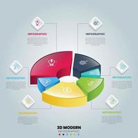 moderner Kreis-Infografik-Vorlagenvektor mit 3D-Diagramm auf blauem Hintergrund vektor