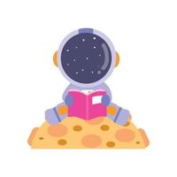 illustration vektor grafisk liten astronaut läsning en bok på de måne