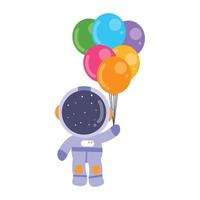 Illustration Vektorgrafik kleiner Astronaut, der einen farbenfrohen Ballon spielt vektor