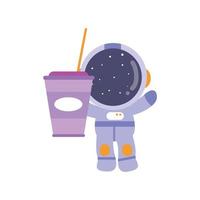 Illustration Vektorgrafik kleiner Astronaut trinkt Eisschokolade vektor