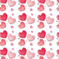 nahtloses muster der karikatur mit rosa und roten herzen. romantisches digitales Papier für Valentinstag, Hochzeitseinladungen, Grußkarten, Scrapbooking, Druck, Geschenkverpackung. vektor