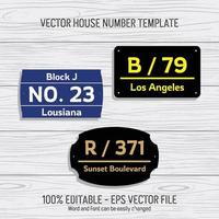 Vorlagendateien zum Laserschneiden für Hausnummern, Wohnungsnummern, Zimmernummern, Villen, Pavillons, Wohnungen und Straßennamen vektor