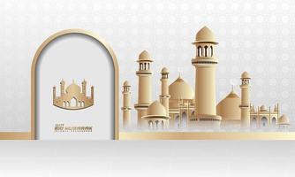 islamische grüße ramadan kareem kartendesignhintergrund mit klassischer verzierung und moschee vektor