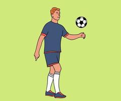 illustration av en fotboll spelare sparkar de boll vektor