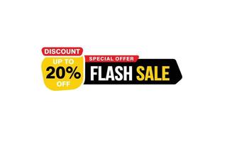 20-prozentiges Flash-Verkaufsangebot, Ausverkauf, Werbebanner-Layout mit Aufkleberstil. vektor