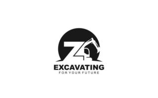 Z-Logo-Bagger für Bauunternehmen. Schwermaschinenschablonen-Vektorillustration für Ihre Marke. vektor