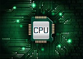 moderner cybersicherheitstechnologiehintergrund mit cpu-chip vektor