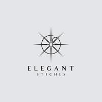 stich elegant logotyp med svart Färg vektor