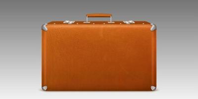 årgång resväska, stängd brun portfölj vektor