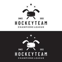 eishockey-sportabzeichen-vorlage mit hockeyball und stick.für club, turnier, emblem, meisterschaft und business. vektor