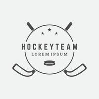 eishockey-sportabzeichen-vorlage mit hockeyball und stick.für club, turnier, emblem, meisterschaft und business. vektor