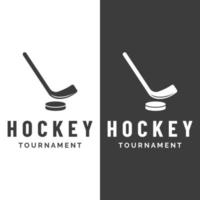 eishockey-sportabzeichen-vorlage mit hockeyball und stick.für club, turnier, emblem, meisterschaft und business. vektor