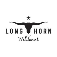 longhorn tjur, ko och buffel årgång logotyp mall. för märken, restaurang, företag. vektor