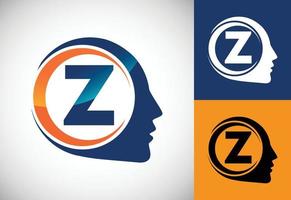 anfangsalphabet z mit dem menschlichen gehirn, ein logo für wissenschaft, medizinische forschung, technologie, ai vektor