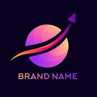 Raketen- und Planeten-Logo-Design. Vektordesign und Firmenlogo, passend für Ihr Unternehmen vektor