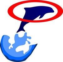 die Illustrationen und Cliparts. Logo Design. Wasser und ein Delphin als Symbol oder Ikone. vektor