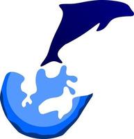 3D-Darstellung eines Symbols mit einem Delphin auf weißem Hintergrund. die Illustrationen und Cliparts. Logo Design. vektor