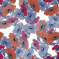 abstrakte Blumenlinie nahtloses Muster. zarter floraler Vintage-Umriss endloser Hintergrund. Retro-Stil. vektor