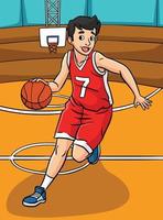 basketballsport farbige karikaturillustration vektor