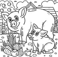 mor gris och smågris färg sida för barn vektor