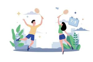 par spelar badminton illustration begrepp på vit bakgrund vektor