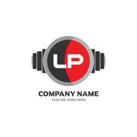 lp-Brief-Logo-Design-Symbol Fitness- und Musikvektorsymbol. vektor