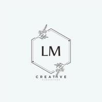 lm Beauty Vector Initial Logo Art, Handschrift Logo der Erstunterschrift, Hochzeit, Mode, Schmuck, Boutique, Blumen und Pflanzen mit kreativer Vorlage für jedes Unternehmen oder Geschäft.