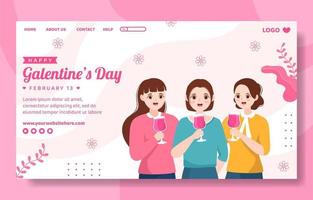 happy galentines day social media landingpage cartoon handgezeichnete vorlagen illustration vektor