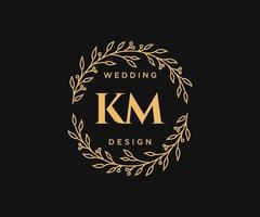 km Initialen Brief Hochzeit Monogramm Logos Sammlung, handgezeichnete moderne minimalistische und florale Vorlagen für Einladungskarten, Save the Date, elegante Identität für Restaurant, Boutique, Café im Vektor