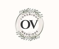 ov initialer brev bröllop monogram logotyper mall, hand dragen modern minimalistisk och blommig mallar för inbjudan kort, spara de datum, elegant identitet. vektor