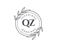 qz Initialen Brief Hochzeit Monogramm Logos Vorlage, handgezeichnete moderne minimalistische und florale Vorlagen für Einladungskarten, Datum speichern, elegante Identität. vektor